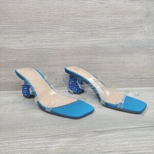 Betsey Johnson Capri blue rhinestone heels